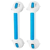 Jumbl Bath and Shower Suction Cup Grab Bar, Handle – Provides Safe Grip for Bath & Shower, 17-Inches, 2 Count (Renewed)