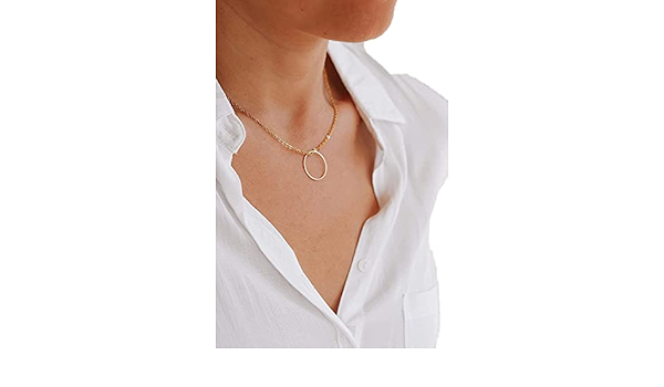 Amazon.com: Gold circle necklace, gold 