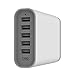 50W/10A USB Charger Power Adapter Fast Charging Hub Stations for iPhone, iPad, Samsung Galaxy, Google Nexus, Moto, HTC, LG, BLU, Lumia, Blackberry, Smartphone Tablet, 5 USB + 1 Type C Port - White