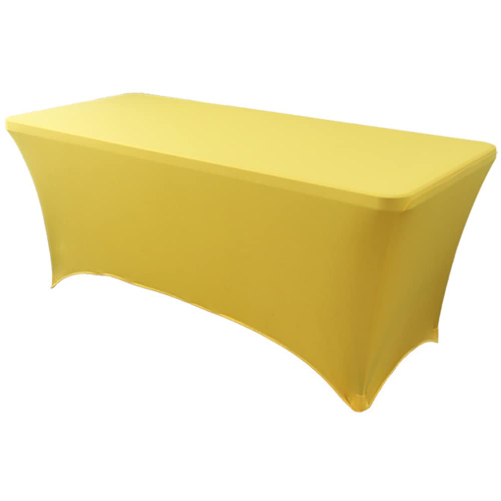 Skyour Stretch Spandex Table Cover 4ft/5ft/6ft/8ft Folding Rectangular Dinner Elastic Fitted Table Cloth Outdoor Cocktail Tablecloth Covers Protector (Yellow, 4FT: 48x24x30in)