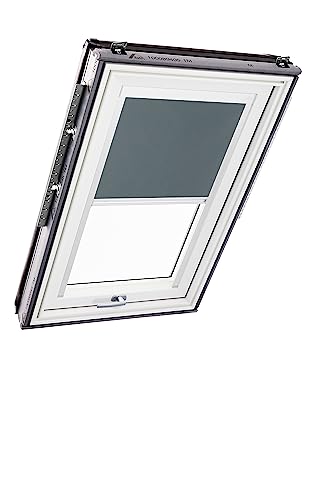 Original Roto Verdunkelungsrollo ZRV - Nahezu vollständige Verdunkelung - Führungsschiene Weiß - Dachfenster Baureihe Designo R6/R8, i8 und Classic 64/84 - Größe 094/098 | 09/09 - Farbe Dunkelgrau