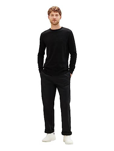 TOM TAILOR Herren 1012819 Basic Strickpullover Mit Crewneck, 29999 - Black, L EU 2