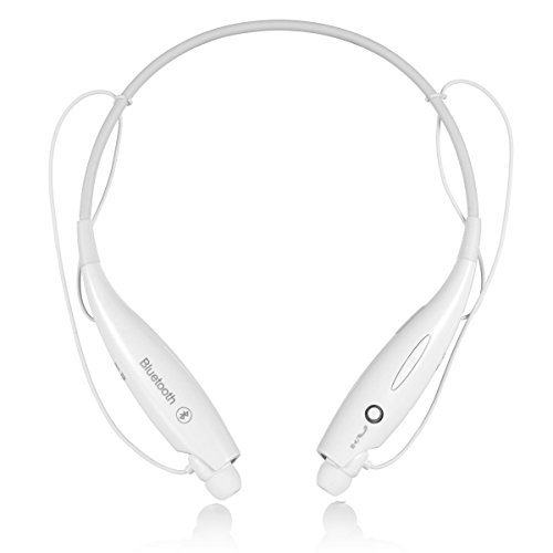 Wireless Bluetooth Music Stereo Universal Headset Headphone Bluetooth Headset Universal Vibration Neckband Style Headset Earphone Headphone for Cellphones(White)