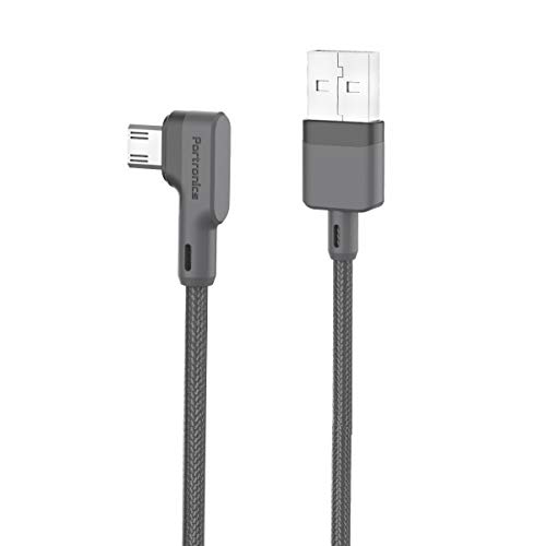Portronics Konnect L 1.2M Fast Charging 3A Micro USB Cable with Charge & Sync Function (Grey)