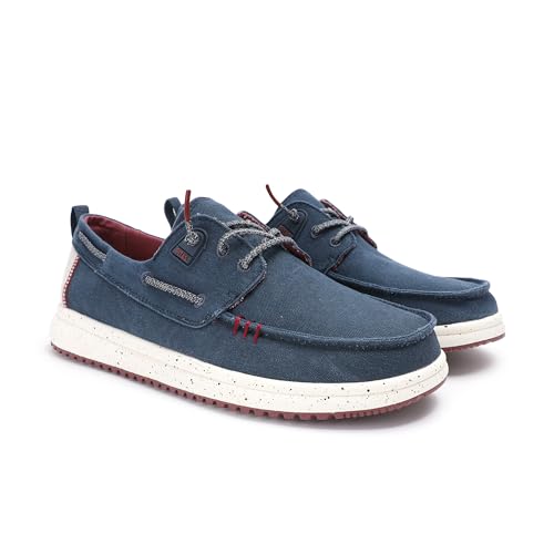 WALK IN PITAS | Byron | Herren Mokassins | Flache Slipper für Männer | Slip on Loafer | Sneakers | Schlupfschuhe | Freizeitschuhe | Walkinpitas Schuhe | Marino 42