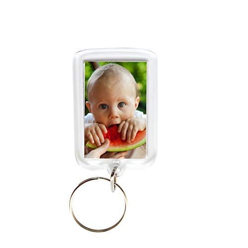 DIY Keychain – Acrylic Clear Picture Keychains 1.97 x 1.3 inch Rectangle and 1.77 inch Round Personalized Custom Photo Insert Bulk Pack Blank Frame Keychains Keyring(50 Pieces) (Transparent)