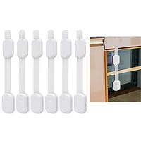 Baby Safety Locks,Child Proof Cabinets, Drawers, Appliances, Toilet Seat, Fridge and Oven，Multi-Purpose Use，No Drilling Needed，Uses Adhesive with Adjustable Strap and Latch System 6 Pack (White)
