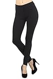 Always Women's Solid Color Full Length High Waist Leggings Black One Size