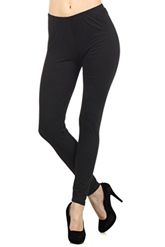 Always Women's Solid Color Full Length High Waist Leggings Black One Size