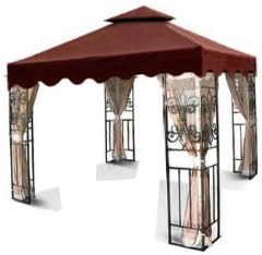 New MTN Gearsmith 10'x10' Two Tier Replacement Garden Gazebo Canopy Top with Scallop Edge Sun Shade -Nutmeg Brown