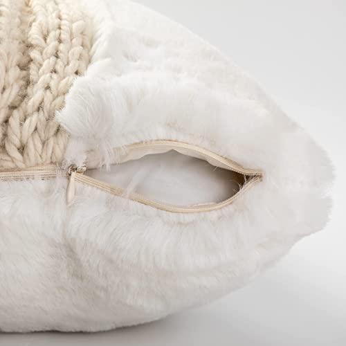 Cozy Bliss 1Pcs Faux Fur Pillow Covers Luxury Super Soft Plush Fleece Throw Pillowcase, Cable Knit Faux Fur Pillow Cover Decorative Pillowcases for Sofa Couch Bed Chair Car (Cable Knit, 18