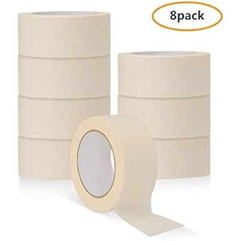 White Masking Tape, 8 Pack Wide Purpose Masking Tape for Labeling, Painting, 2 Inch Wide, 32 Yard/Roll