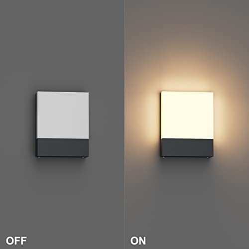 Klighten 2 Pieces 24W LED Wall Lamp Outdoor/Indoor, IP65 Anthracite Wall Light, Modern Aluminium Wall Light for Gardens, Hallways, Terraces, 1500 Lumen, Warm White 2700K-3000K