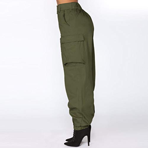 Womens High Waist Harem Baggy Hip Hop Dance Jogging Sweat Pants Slacks Trousers (S, Army Green)