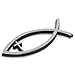 Jesus Fish Cross Christian Ichthus Small Weatherproof Auto Emblem - Silver
