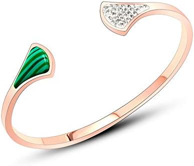 KRMZB Turquoise with mud Drill Skirt Open Bracelet Titanium Steel Rose Gold Material Gold Plated