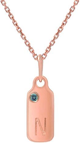 Mini Mini Jewels 14k Gold Alexandrite June Birthstone Accented Letter N Dog-tag Necklace Pendant