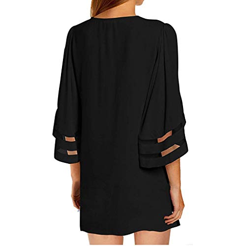 2 Womens+Sleeve+Patchwork+Blouse+Casual