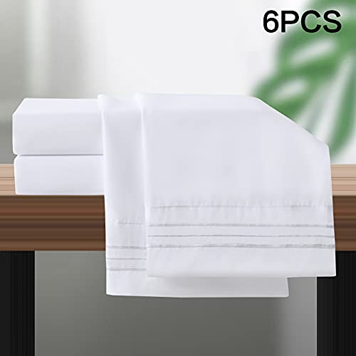 Balichun Bed Sheet Sets Double/Full Size - 6 Piece - 1800 Thread Count Hypoallergenic Brushed Microfiber Bedding Sheets with Deep Pockets -Wrinkle/Fade/Stain Resistant (White, Full)