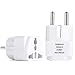[2 Pack] BESTTEN Travel Adapter Plug for Europe, Germany, France, Russia, South Korea, Egypt, Iran, Indonesia (See List), Type F, 2-Pin Plug and 3-Prong Non-Tamper-Resistant Socket primary