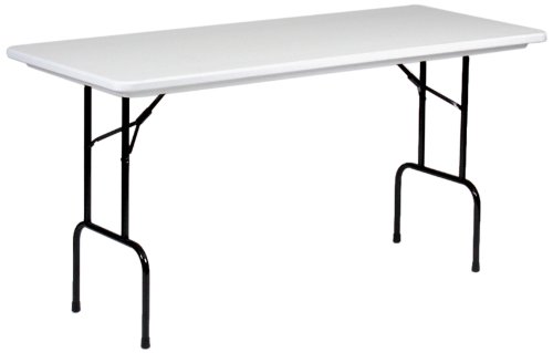 Correll RS3072 R series, 36" Standing Height Blow Molded Plastic Commercial Duty Folding Table, Rectangular, 30" x 72" , Gray Granite