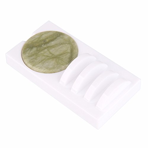 Beauty7 U Curved 2-in-1 Eyelash Extension Holder Base Stand With Jade Stone Glue Adhesive Pallet For False Lashes Eye Lash Strip (White)