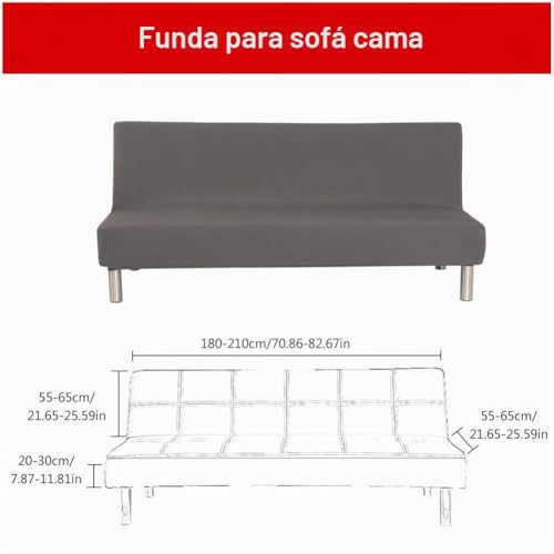 Aisaving Solid Color Sofa Bed Protector Cover Without Armrest Polyester Spandex 3 Seater Elastic Folding Sofa Cover Without Armrest 80 x 50 Inches