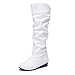 Blivener Women's Casual Knee High Riding Boots Pull on White US 10