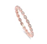 Cubic Zirconia Stackable Endless Eternity Ring Sterling Silver Rose Gold-Tone Plated Size 6