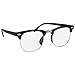 Kids Nerd Glasses Half Frame Clear Lens Geek Costume Children's (Age 3-10) Black/Silver