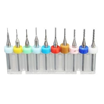 Generic 10Pcs 0.5-1.4Mm Carbide End Mill Set Pcb Cutter 3.175Mm Shank Cnc Engraving Bit