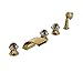 Rozin Gold Polished 5pcs Tub Filler Faucet Crystal Knobs Mixer with Hand Shower