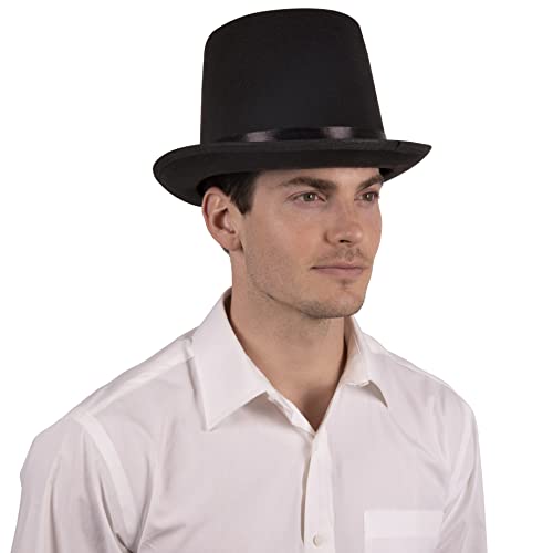 Kangaroo Black Top Hat Men Costume - Tophat Stove pipe Hat - Giant Tall Halloween Formal Cosplay Costume Accessory Dress up Apparel