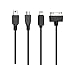 USB Charger, 3ft Premium Quality Cable (Black)