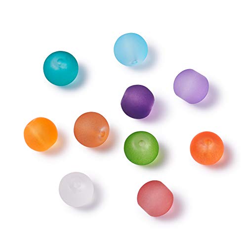 Craftdady 500Pcs 8mm Transparent Frosted Glass Beads Tiny Crystal Glass Round Loose Spacer Beads Random Mixed Colors for Jewelry Making Hole: 1mm
