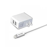 iPad Charger 2.1AMP 2-Port Travel Home Wall Adapter with 3 feet Apple MFi Certified Lightning 8-Pin to USB Charging Cable Cord for iPad Air | iPad Mini | iPhone | iPod
