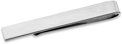 Men's 1.5" Tie Bar, Clip, Pin, Slider for Skinny Ties- Brushed Metal/ Stainless Steel Finish (Brushed Silver)