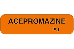 UAL United Ad Label Anesthesia Labels ACEPROMAZINE MG, 1-1/4" x 5/16", Permanent Paper Label, Orange, One Roll of 760 Labels