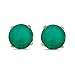 5 mm Natural Round Emerald Stud Earrings Set in 14k Yellow Gold