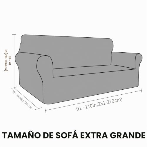 MAXIJIN Extra Large Velvet Sofa Cover for 4 Seater, Super Elastic Non-Slip Sofa Cover, XL Size, Pet Friendly Protector 1 Piece (4 Seater, Khaki)