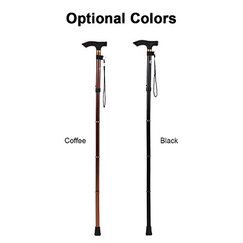 Festnight Walking Stick Folding Cane Adjustable Height Hand Walking Stick Balancing Mobility Aid with Comfortable T Handles