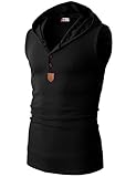 H2H Mens Casual Slim Fit Button Point Hooded Tank Top