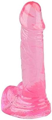 Thick Flexible,Realistic Massaging Pink Huge Suction Cup (4.5" Long,1" Wide) - For Women Men.