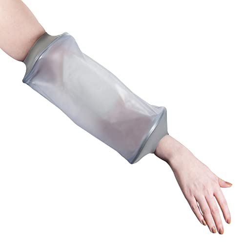 Blocka-wear Waterproof PICC Line Covers Upper Arm For Men & Women - Forearm & Elbow Cast Cover for Shower - Stretchy Neoprene Seal & Strong PVC Body - S-M, 30cmx22cm, Grey