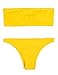 HAHASOLE Womens Ribbed Bandeau 2 Way Wear Two Pieces Bikini Set Sexy Strapless Swimsuit (Yellow, S)
