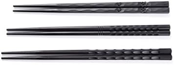 YOLALA Metal Chopsticks Stainless Steel Non-slip Spiral Wave Pattern 5 Pairs 24cm