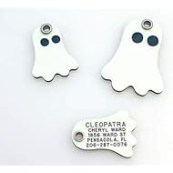 LuckyPet Pet ID Tag - Ghost - Glows In The Dark - Custom engraved dog & cat tags. Size: Large