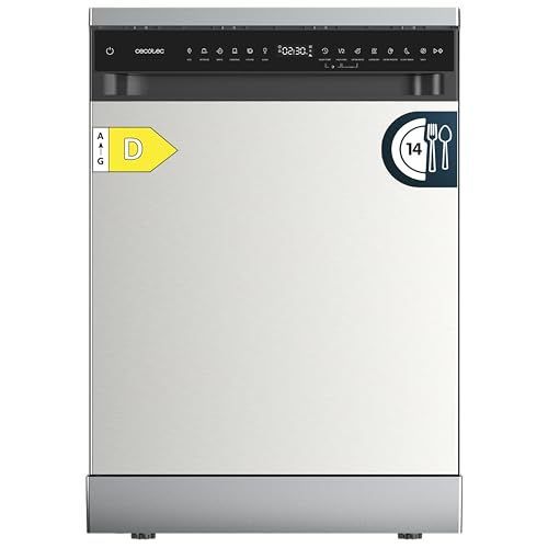 Cecotec Lavavajillas Independiente de 60 cm Bolero Aguazero 6205 Inox. 13 Cubiertos, 6 Programas, Clase D, Motor Inverter Plus Duo, Panel Touch, Extra Hygiene, Super Dry, Half Load, Silent Wash, Inox