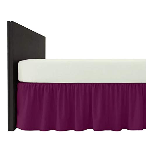 Plain Dyed Poly-Cotton Frilled Bed Base Valance Sheet - Easy Care, In 20 Colours - Machine Washable (Aubergine, Super King)