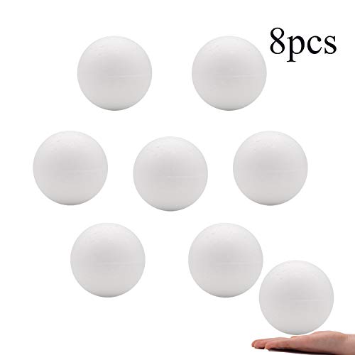 image for Crafare 4 Inch 8pc Styrofoam Balls White Smooth Foam Ball for Spring H